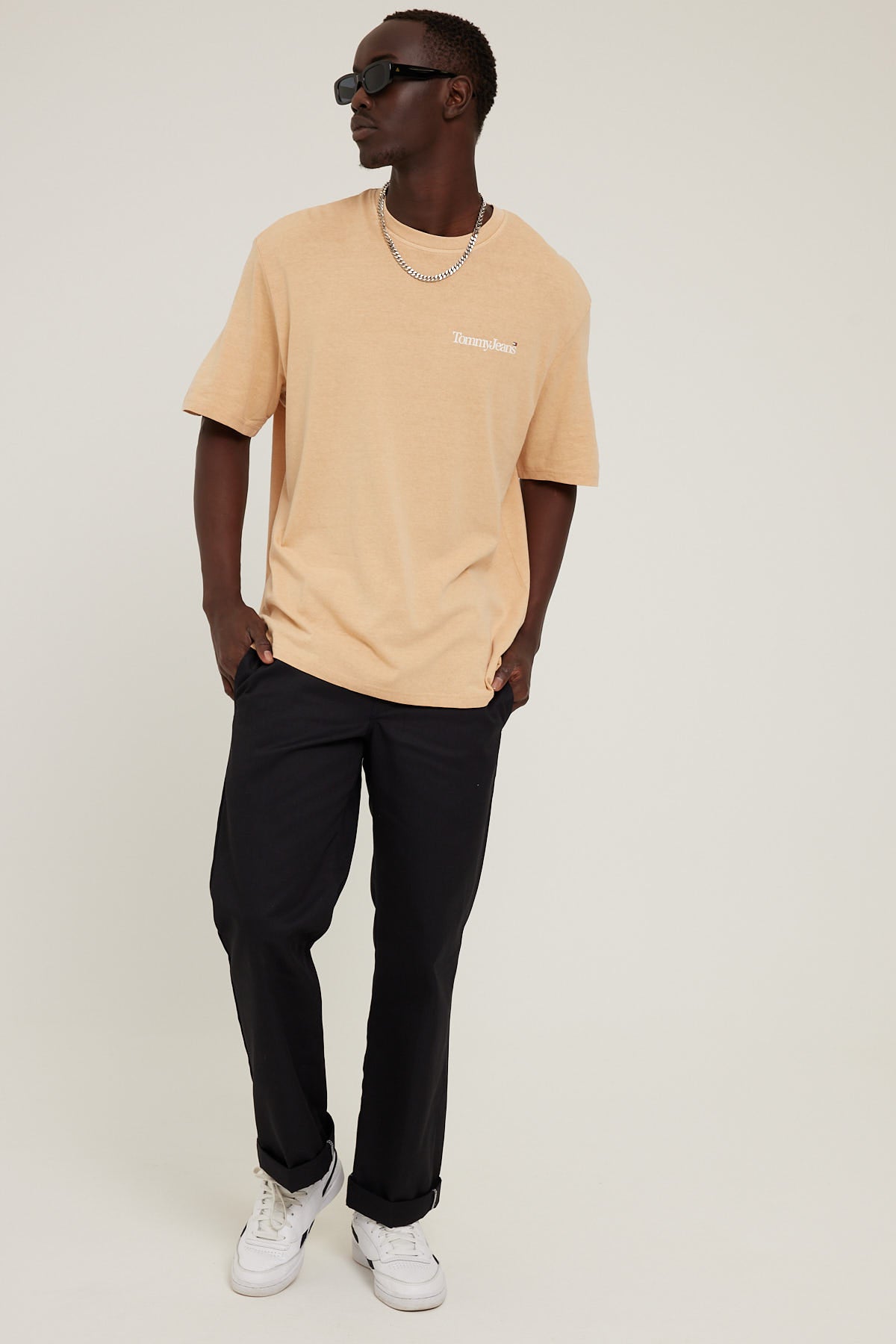 Tommy Jeans TJM Skater Serif Back Logo Tee Tan