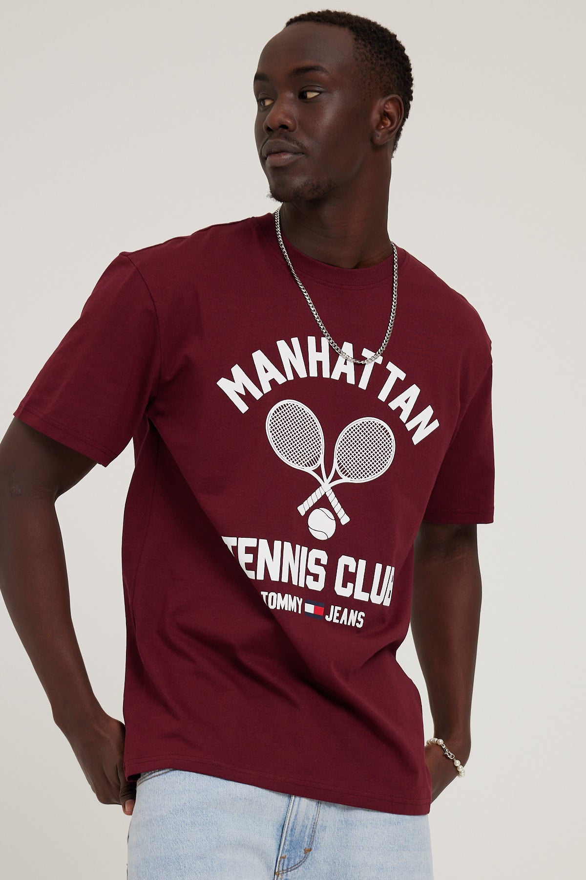 Tommy Jeans TJM Classic Tennis Vintage Tee Burgundy