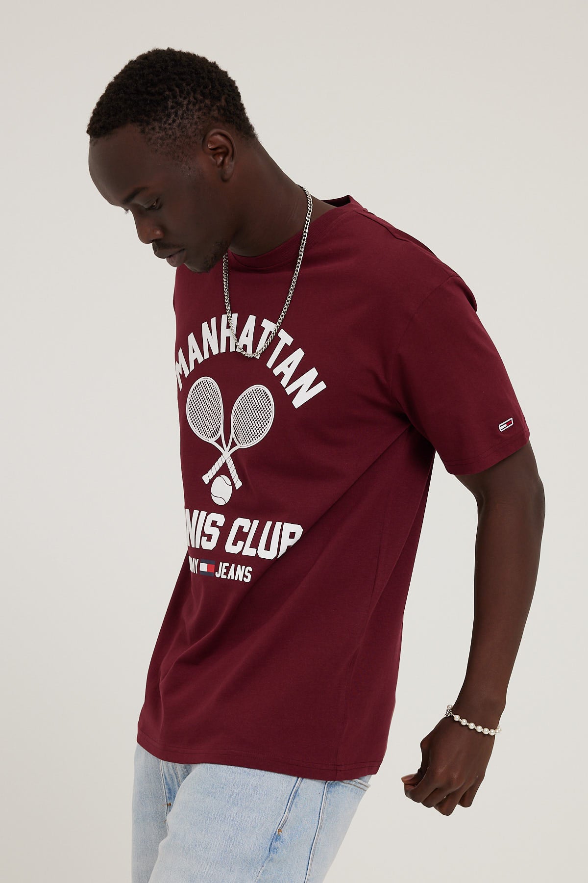 Tommy Jeans TJM Classic Tennis Vintage Tee Burgundy