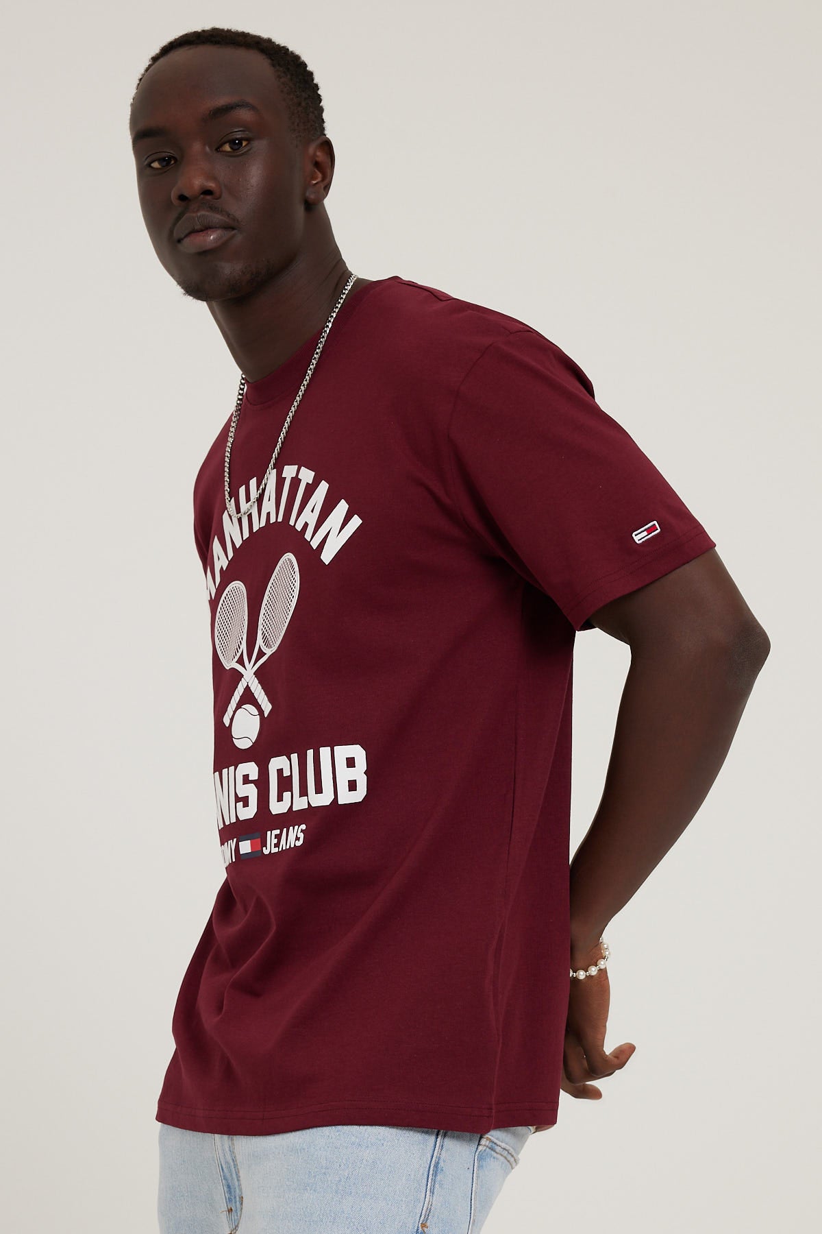 Tommy Jeans TJM Classic Tennis Vintage Tee Burgundy