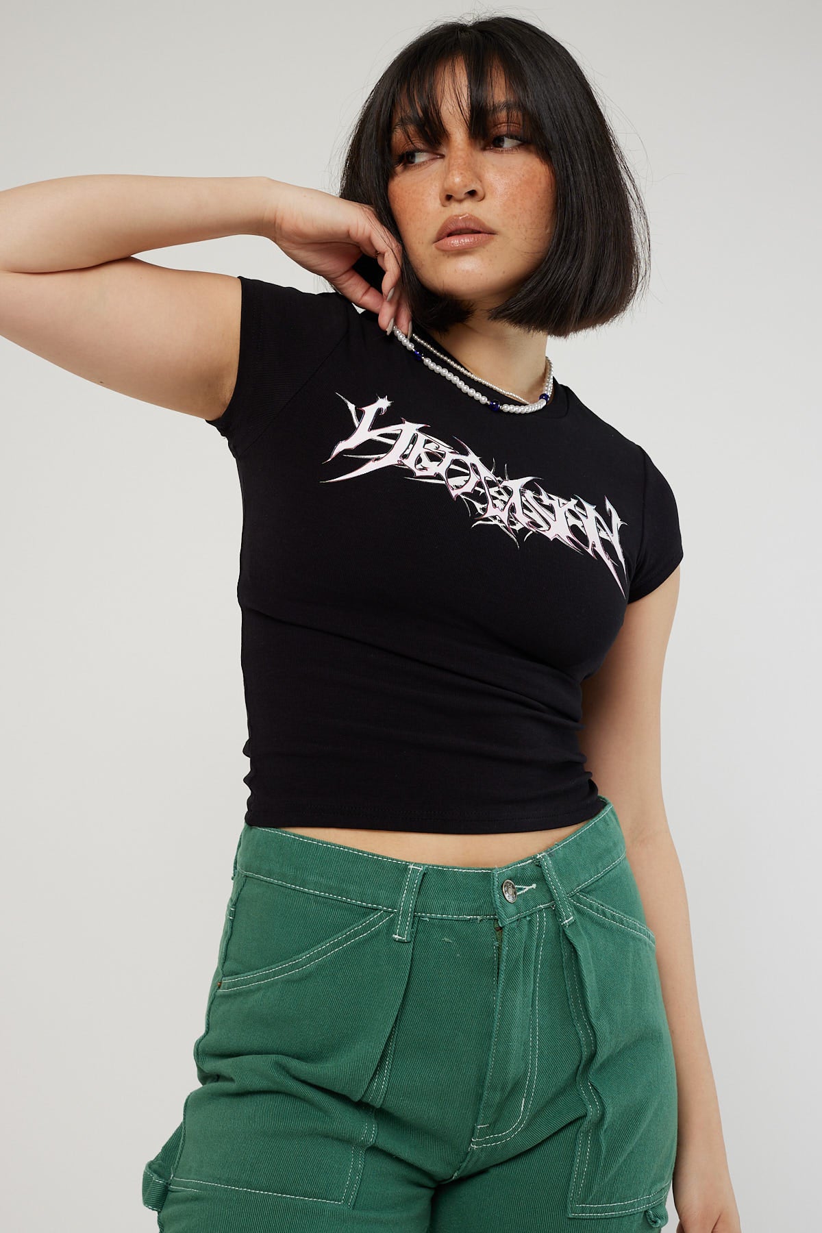 Neovision Metal Cap Sleeve Baby Tee Black
