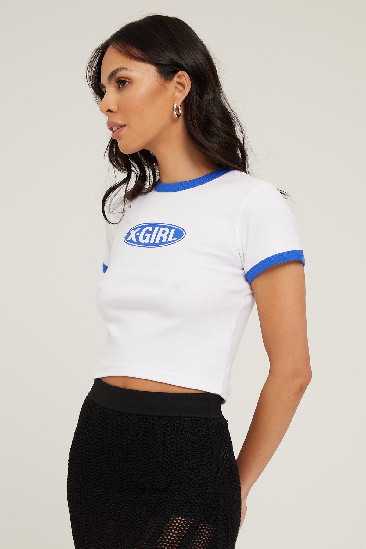 X-Girl Basic Oval Logo Ringer White